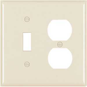 Pass & Seymour 1-Toggle Opening & 1-Duplex Nylon Wall Plate, Light Almond