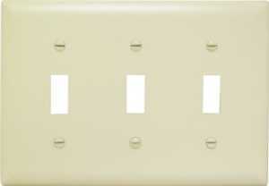 TradeMaster Thermoplastic Wall Plate, 3-Gang, 3 Toggle Openings, Ivory