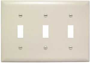 Pass & Seymour 3-Toggle Opening Nylon Wall Plate, Light Almond