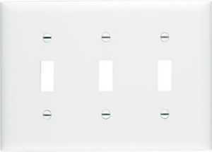 Pass & Seymour 3-Toggle Opening Nylon Wall Plate, 3-Gang, White