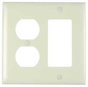 Pass & Seymour Wall Plate, 2-Gang, Decorator & Duplex, Light Almond Nylon