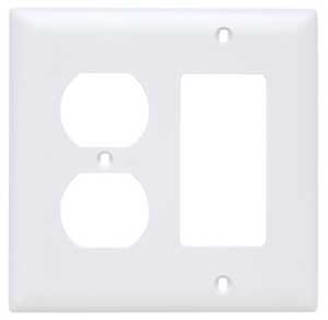 Pass & Seymour Wall Plate, 2-Gang, Decorator & Duplex, White Nylon