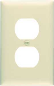 Pass & Seymour 1-Gang Duplex Outlet Wall Plate, Nylon, Ivory, 10-Pk.