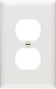 Pass & Seymour 1-Gang Duplex Outlet Wall Plate, Nylon, White, 10-Pk.