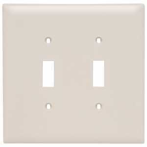 Tpj2-la Jumbo 2-gang Toggle Switch Plate, Light Almond, Nylon