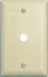 Pass & Seymour Wall Plate, 1-Gang, Telephone Hole, Ivory Nylon