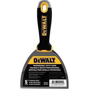 DEWALT DXTT-2-141 Putty Knife, 5 in W Blade, Stainless Steel Blade, Precision Ground Blade, Ergonomic, Soft Grip Handle