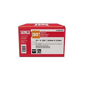Senco HC28APBX Series Collated Nail, Paper Tape Collation, 3-1/4 in L, Steel, Bright Basic, Clipped Head, Smooth Shank