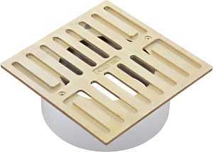 NDS 913B Grate with Collar, 4-3/4 in L, 4-3/4 in W, Square, 3/8 in Grate Opening, Brass/PVC, Satin Brass