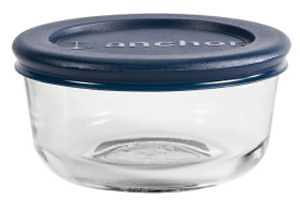 Anchor Hocking 1‑Cup Clear Glass Food Storage Jar with Secure Plastic Lid – Stackable, Microwave & Freezer Safe
