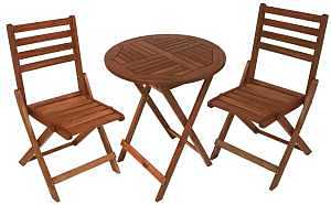 Bistro Set Round Folding HDWD