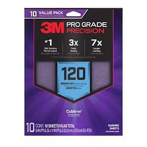 Pro Grade Precision SHR120-PGP-10T Sanding Sheet, 9 in L, 11 in W, Medium, 120 Grit, Ceramic Alumina Abrasive