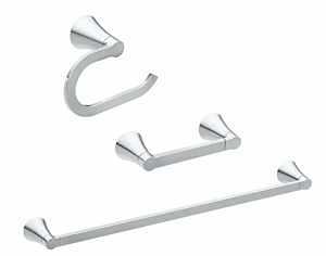 Moen Mikah Series Y0733CH Bathroom Hardware Set, Zinc, Matte Black, 3-Piece
