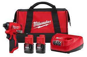 Milwaukee M12 3450-22 Subcompact Impact Driver Kit, Battery Included, 12 V, 2 Ah, 1/4 in Drive, Hex Drive, 4100 ipm