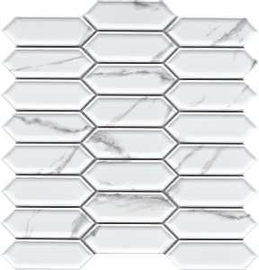 Emser Tile Elegan Series W95ELEGCA1111MPKM Porcelain Mosaic Tile, 13 in L Tile, 10 in W Tile, Pressed Edge, Calacata