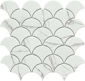 Emser Tile Elegan Series W95ELEGCA1112MSLM Porcelain Mosaic Tile, 12 in L Tile, 11 in W Tile, Pressed Edge, Calacata