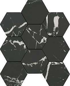 Emser Tile Elegan Series Pressed‑Edge Porcelain Mosaic – 11×10 in Nero Marble Look