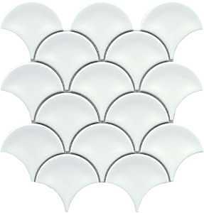 Emser Tile Reward Series F27REWAWH1011MFN Porcelain Mosaic Tile, 11 in L Tile, 10 in W Tile, Pressed Edge, Fan Pattern