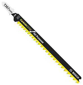 Bosch T367XHM1 Jig Saw Blade, 3/8 in W, 5.2 in L, 5 to 7 TPI, Carbide Cutting Edge