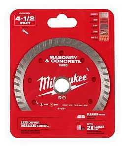 Milwaukee 49-93-9404 Saw Blade, 4-1/2 in Dia, 7/8 in-20 mm-5/8 in Arbor, Turbo Rim
