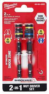 Milwaukee SHOCKWAVE Impact Duty 49-66-4565 2-in-1 Magnetic Nut Driver Set, Hex Drive, 2.513 in L