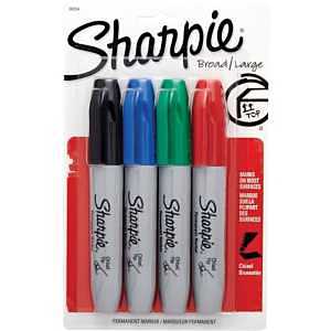 Permanent Markers, Assorted Colors, 4-Pk.