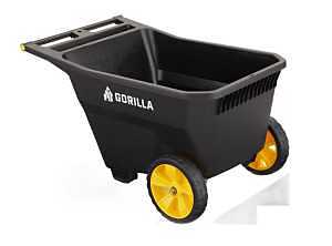 Gorilla Carts GCY-100-C Yard Cart, 10 cu-ft, Poly Deck, 2-Wheel, 13 in Wheel, Molded Flat-Free Wheel, Pull, Push Handle