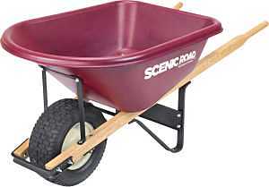 Scenic Road M6-1T-KIT Wheelbarrow Kit, 6 cu-ft Volume, Polyethylene/Steel, 1-Wheel, Turf Wheel, 6 in W Wheel