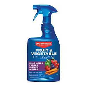 BioAdvanced 801500E 3-in-1 Fruit and Vegetable Solution, Indoor, Outdoor, 24 oz Bottle