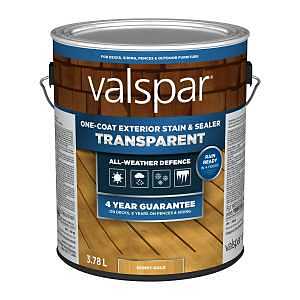 Valspar VLC028072-16 One-Coat Stain and Sealer, Transparent, Honey Gold, Liquid, 1 gal
