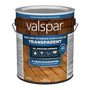 Valspar VLC028075-16 One-Coat Stain and Sealer, Transparent, Cedar Tone Natural, Liquid, 1 gal