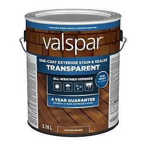 Valspar VLC028078-16 One-Coat Stain and Sealer, Transparent, Canyon Brown, Liquid, 1 gal