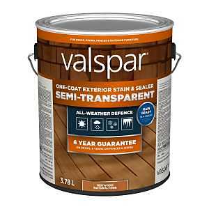 Valspar VLC028084-16 One-Coat Stain and Sealer, Semi-Transparent, Red Natural Tone, Liquid, 1 gal