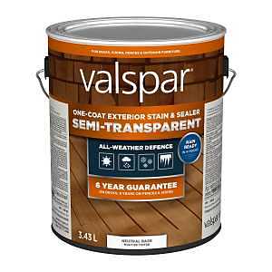 Valspar VLC028086-16 One-Coat Stain and Sealer, Semi-Transparent, Tint Base, Liquid, 1 gal