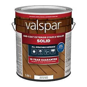 Valspar VLC028089-16 One-Coat Stain and Sealer, Solid, White Base, Liquid, 1 gal
