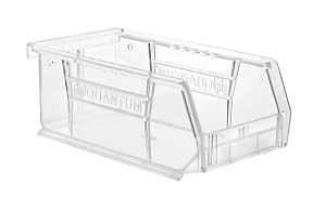 Quantum Storage Systems RQUS220CC-UPC Ultra Stack and Hang Bin, 10 lb, Thermoplastic, Crystal Clear, 7-3/8 in L, 3 in H