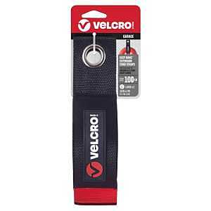 VELCRO Brand EASY HANG VEL-30749-USA Large-Size Heavy-Duty Extension Cord Strap, 2 in W, 18 in L, Nylon, Black, 100 lb