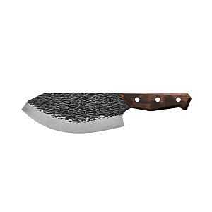 True PrimalForge Series TRU-FXK-1016 Rocker Butcher Knife, 8 in L Blade, Stainless Steel Blade, Real Monzo Wood Handle