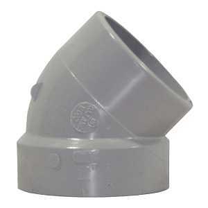 Homerite System 15 Series 326503 Short Elbow, 2 in, Spigot x Hub, 45 deg Angle, PVC, Gray, SCH 40 Schedule