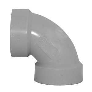 Homerite System 15 Series 326506 Short Elbow, 1-1/2 in, Hub x Hub, 90 deg Angle, PVC, Gray, SCH 40 Schedule