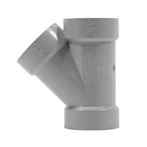 Homerite System 15 Series 326507 Wye, 1-1/2 in, Hub, PVC, Gray, SCH 40 Schedule