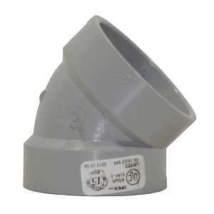 Homerite System 15 Series 326512 Short Elbow, 2 in, Hub x Hub, 45 deg Angle, PVC, Gray, SCH 40 Schedule