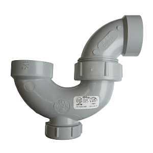 Homerite System 15 Series 326522 DWV P-Trap Union with Cleanout, 1-1/2 in, Hub x Hub, PVC, Gray, SCH 40 Schedule