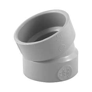 Homerite System 15 Series 326540 Elbow, 1-1/2 in, Hub x Hub, 22.5 deg Angle, PVC, Gray, SCH 40 Schedule
