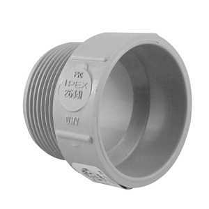 Homerite System 15 Series 326541 Male Adapter, 1-1/2 in, Hub x MPT, PVC, Gray