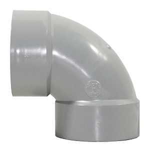 Homerite System 15 Series 326557 Elbow, 3 in, Hub x Hub, 90 deg Angle, PVC, Gray, SCH 40 Schedule