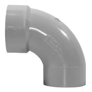 Homerite System 15 Series 326558 Elbow, 3 in, Spigot x Hub, 90 deg Angle, PVC, Gray