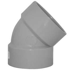 Homerite System 15 Series 326559 Short Turn Elbow, 3 in, Hub x Hub, 45 deg Angle, PVC, Gray, SCH 40 Schedule