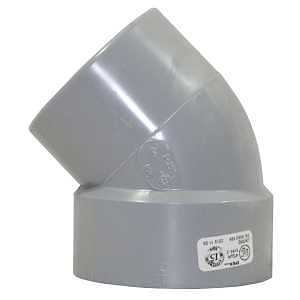 Homerite System 15 Series 326560 Short Turn Elbow, 3 in, Spigot x Hub, 45 deg Angle, PVC, Gray