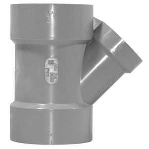 15 Series System PVC DWV Wye – 3 × 2 in Gray Hub